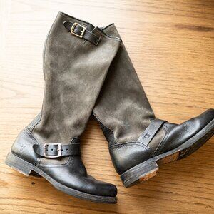 Frye Veronica Soft Leather Harness Engineer Boots sz 6.5 B Black
